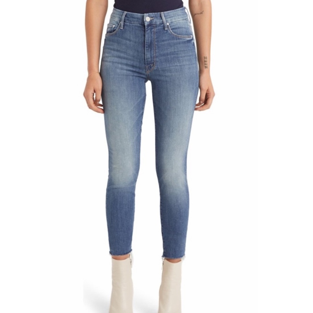 Mother high waisted looker ankle fray jeans